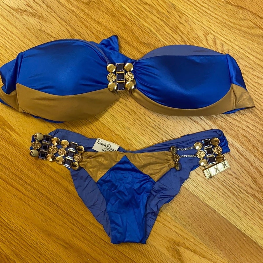 Beach Bunny Blue and Brown Bikini Set